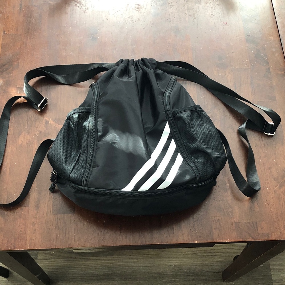 🥧🔥 Adidas Drawstring Sling Backpack with White Stripes